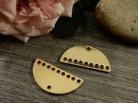 Puoliympyräriipus/ linkki, 11x21mm, 18K/vaaleakulta, 1kpl