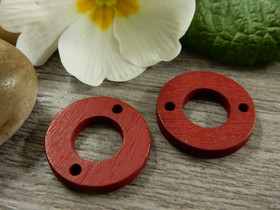 Puuriipus ympyrä, 18mm, punainen/terra, 1kpl