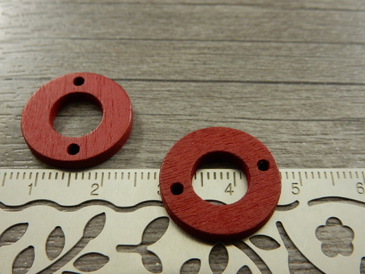 Puuriipus ympyrä, 18mm, punainen/terra, 1kpl