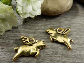 Lentäväpossuriipus, 11x16mm, kulta, 1kpl