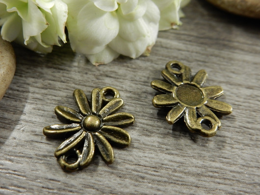 Kukkariipus/linkki, 16x13mm, pronssi, 1kpl