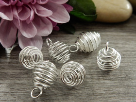 Helmihäkki spiraali, 12x9mm, kirkashopea, 1kpl