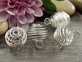 Helmihäkki spiraali, 17x15mm, kirkashopea, 1kpl