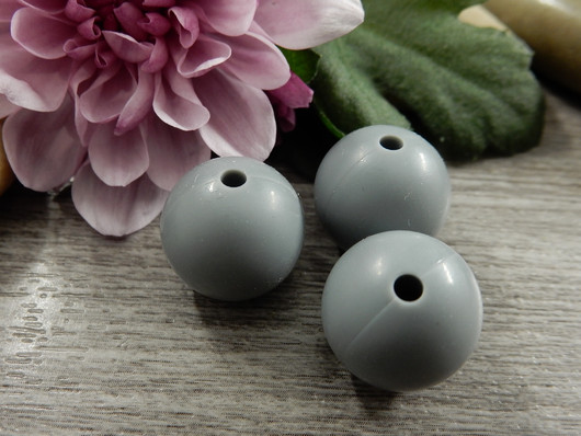 Silikonihelmi, 15mm, harmaa, 1kpl