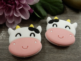 Silikonihelmi lehmä, 28x30mm, moniväri, 1kpl