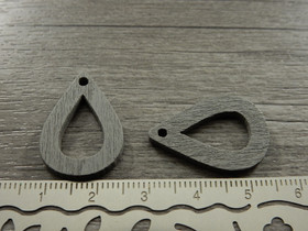 Puuriipus pisara, 25x17mm, harmaa, 1kpl