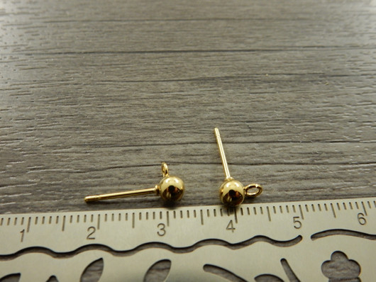 Korvakorutappi lenkillä, 4x15mm, 24K/kulta/rst, 1pari