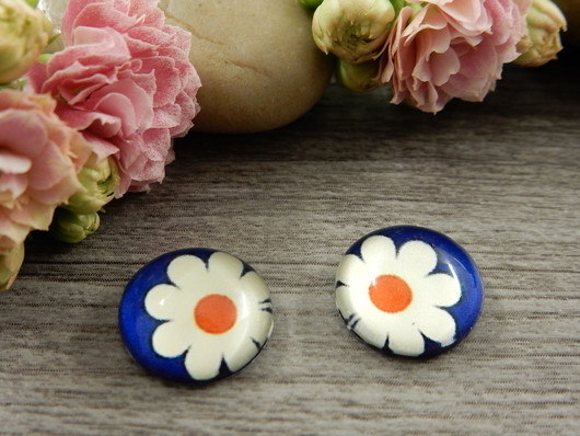 Kapussi kukka, 12mm, sini-valkoinen, 1kpl