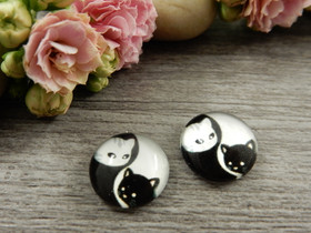 Kapussi kissat, 12mm, musta-valkoinen, 1kpl
