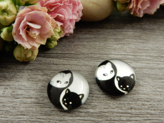 Kapussi kissat, 12mm, musta-valkoinen, 1kpl