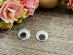 Kapussi/ askartelusilmä, 6mm, musta-valkoinen, 10kpl