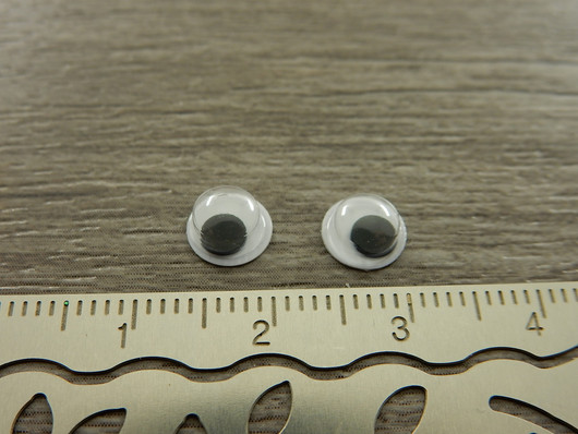 Kapussi/ askartelusilmä, 6mm, musta-valkoinen, 10kpl