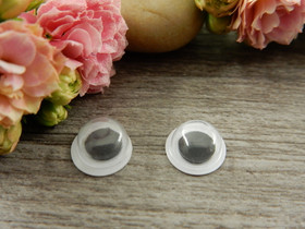 Kapussi/ askartelusilmä, 8mm, musta-valkoinen, 10kpl