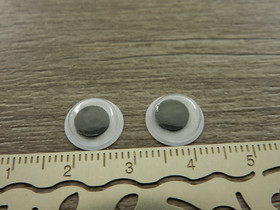 Kapussi/ askartelusilmä, 10mm, musta-valkoinen, 10kpl