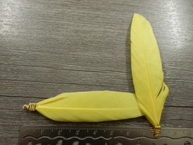 Hanhen sulka/höyhen, n.7cm, keltainen/kulta, 1kpl