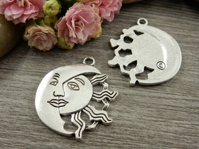 Kuu/aurinkoriipus, 29x26mm, kromi, 1kpl