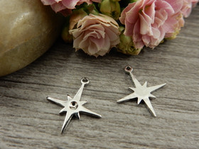 Tähtiriipus, 14x12mm, kromi, 1kpl