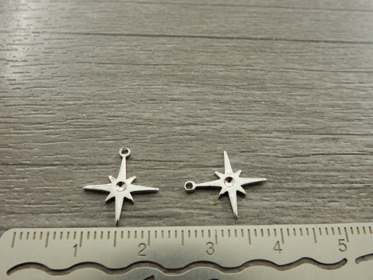 Tähtiriipus, 14x12mm, kromi, 1kpl