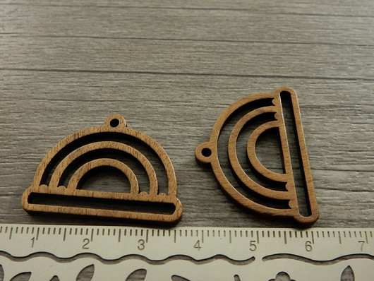 Puuriipus puoliympyrä, 22x30mm, ruskea, 1kpl