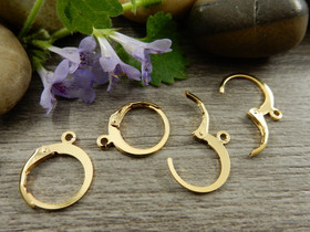 Korvakorurengas lenkillä, 14x12x0.6mm, 24K/vaaleakulta/rst, 1pari