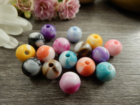 Akryylihelmi marmori, 8mm, mixsetti, 20kpl