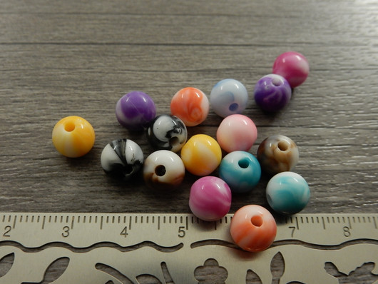 Akryylihelmi marmori, 8mm, mixsetti, 20kpl