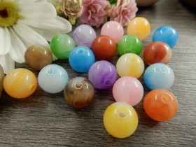 Akryylihelmi jade, 9.5mm, mixsetti, 20kpl