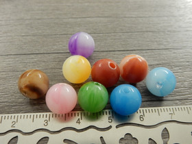 Akryylihelmi jade, 9.5mm, mixsetti, 20kpl