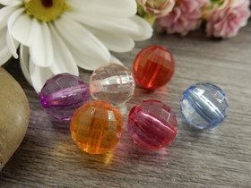 Akryylihelmi fasetoitu, 10mm, mixsetti, 20kpl