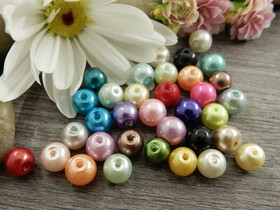 Helmiäislasihelmi, 6mm, mix setti, 20kpl