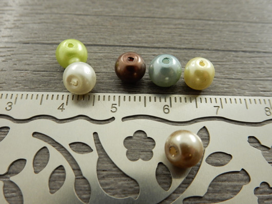 Helmiäislasihelmi, 6mm, mix setti, 20kpl