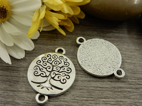 Elämänpuuriipus/ linkki, 27x20mm, kromi, 1kpl