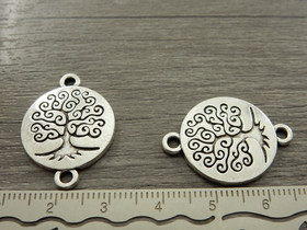 Elämänpuuriipus/ linkki, 27x20mm, kromi, 1kpl