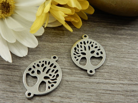 Elämänpuuriipus/ linkki, 20x14mm, rst, 1kpl