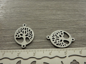 Elämänpuuriipus/ linkki, 20x14mm, rst, 1kpl