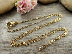 Ankkuriketju/valmisketju, 2.4x2x0.4mm/ 45cm, PVD/ 18K/kulta/rst, 1kpl