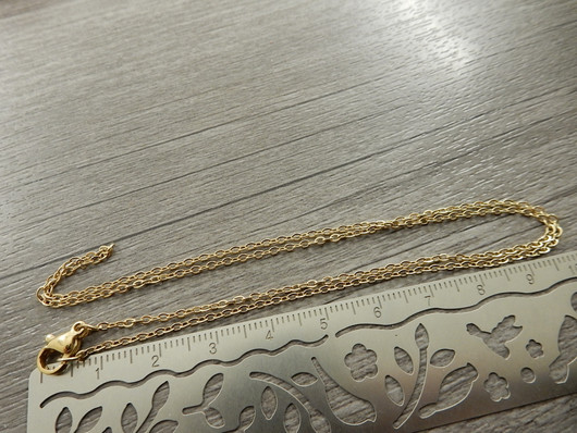 Ankkuriketju/valmisketju, 2.4x2x0.4mm/ 45cm, PVD/ 18K/kulta/rst, 1kpl