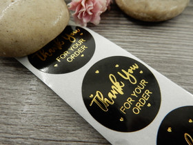 Thank you for your order tarra, 25mm, kulta/musta, 10kpl