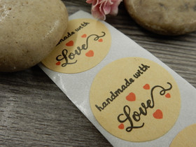 Handmade with love tarra, 25mm, ruskea, 10kpl