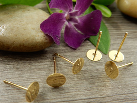 Korvakorutappi, 6x13mm, 24K/vaaleakulta/rst, 10paria