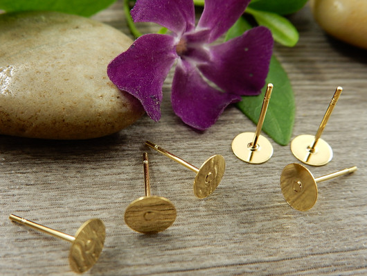 Korvakorutappi, 6x13mm, 24K/vaaleakulta/rst, 10paria