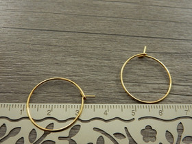 Korvakorurengas, 20x0.7mm, 18K/vaaleakulta/rst, 1pari