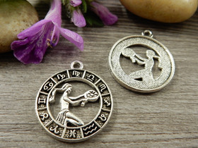 Horoskooppiriipus neitsyt, 24x21mm, kromi, 1kpl