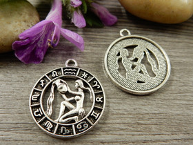 Horoskooppiriipus vesimies, 24x21mm, kromi, 1kpl