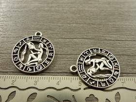 Horoskooppiriipus vesimies, 24x21mm, kromi, 1kpl