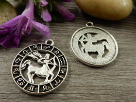 Horoskooppiriipus jousimies, 24x21mm, kromi, 1kpl