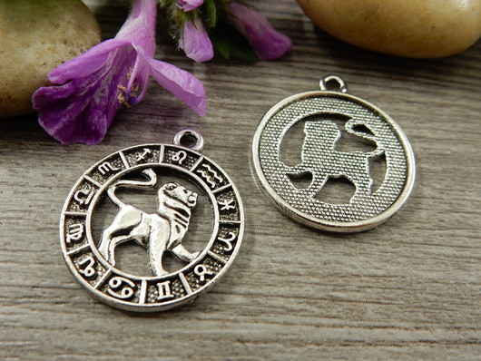Horoskooppiriipus leijona, 24x21mm, kromi, 1kpl