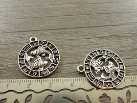 Horoskooppiriipus kalat, 24x21mm, kromi, 1kpl