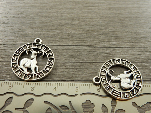 Horoskooppiriipus kauris, 24x21mm, kromi, 1kpl