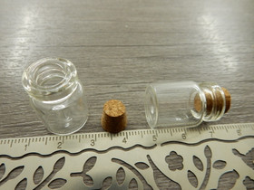 Lasipullo+korkki, 22x15mm, kirkas, 1kpl